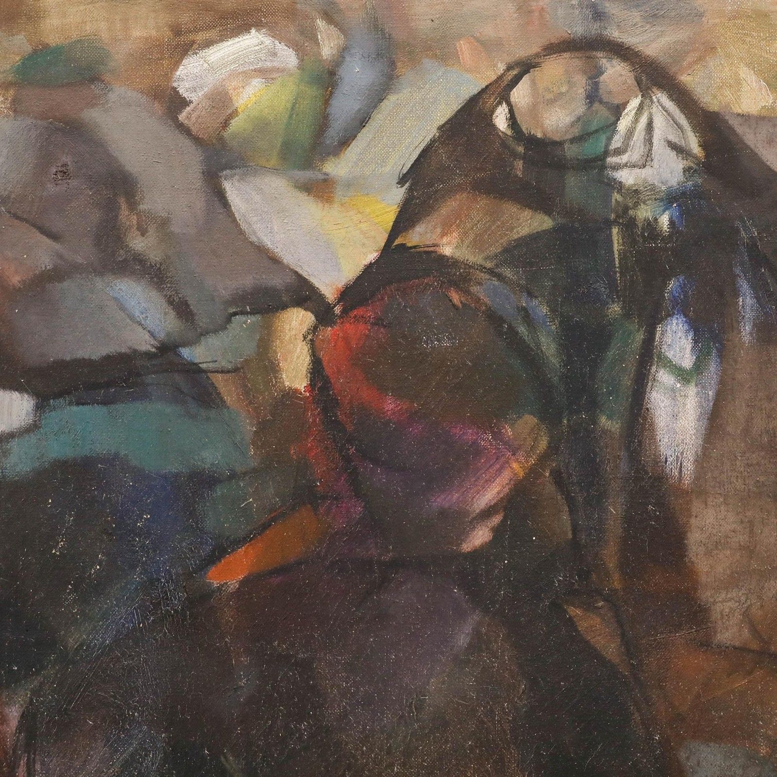 Maria Medvecka (1914 1987) 1968 Slovak Oil, A Gathering photo Art