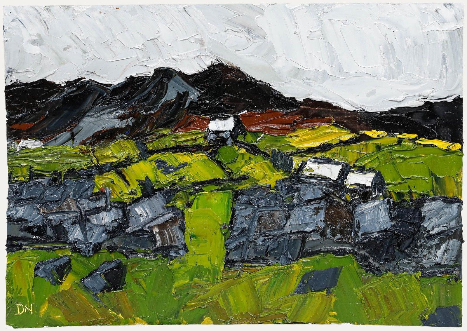 Daniel Nichols After Kyffin Williams Contemporary Oil,  Rural Dwellings