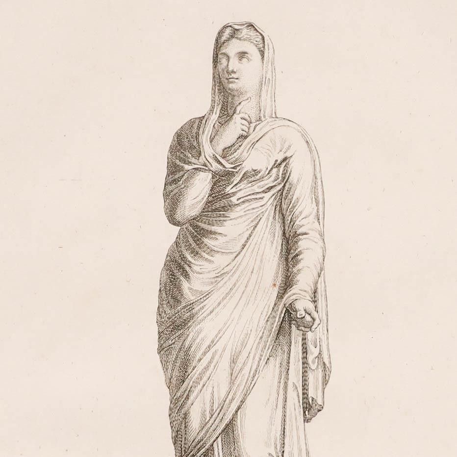 Sir Nicolas Dorigny (1658 1746) Etching, Statue Of Faustina The Younger photo Art