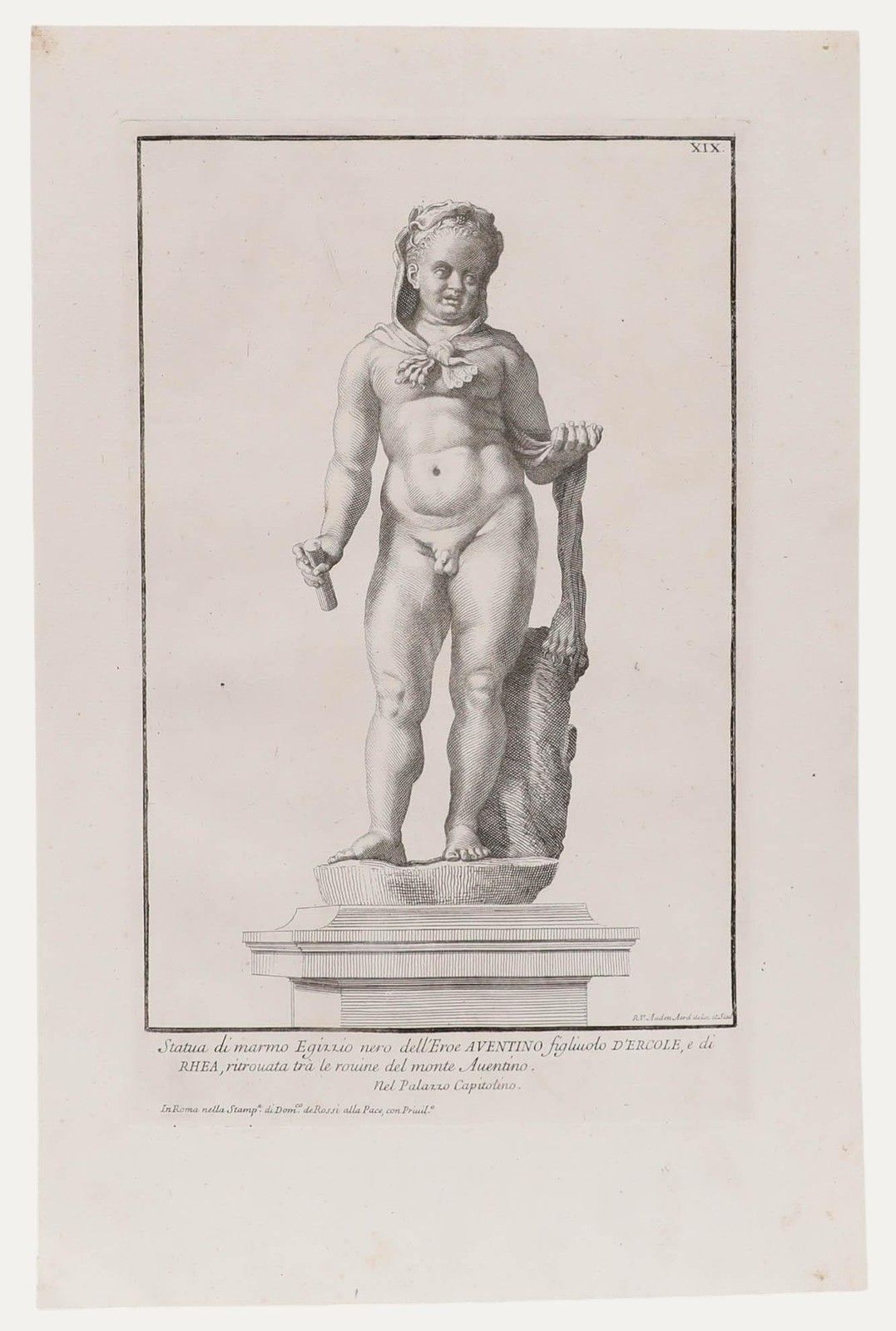 Sir Nicolas Dorigny (1658 1746) Etching, Aventinus Son Of Hercules
