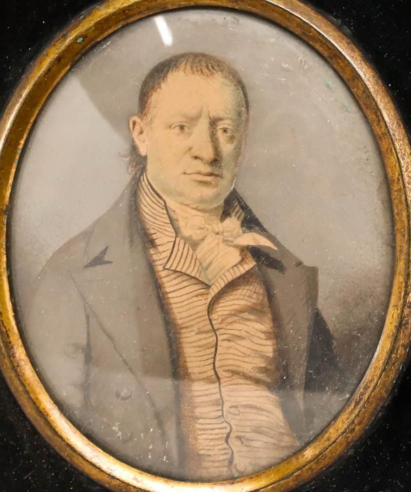 Miniature Early 19th Century Watercolour Portrait Of A Gentleman photo furniture