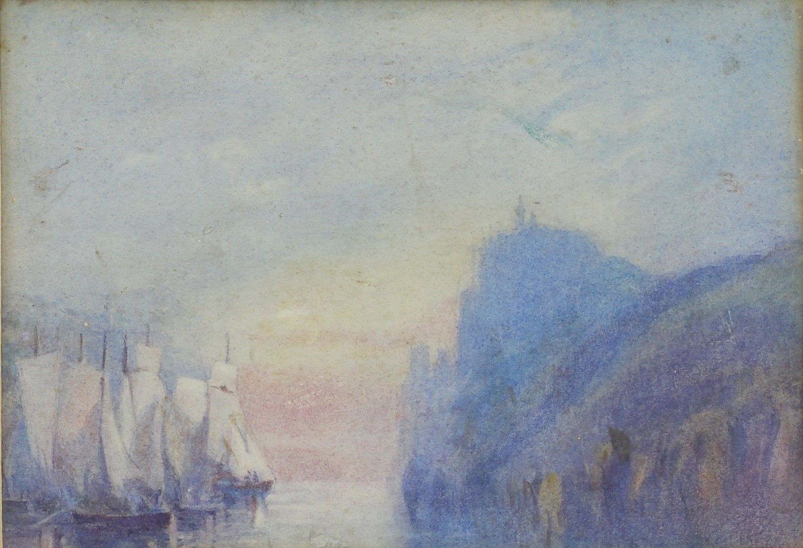 Watercolour By A. Poole.  Seascape After J. M. W. Turner R. A. 'On The Rhine' photo furniture