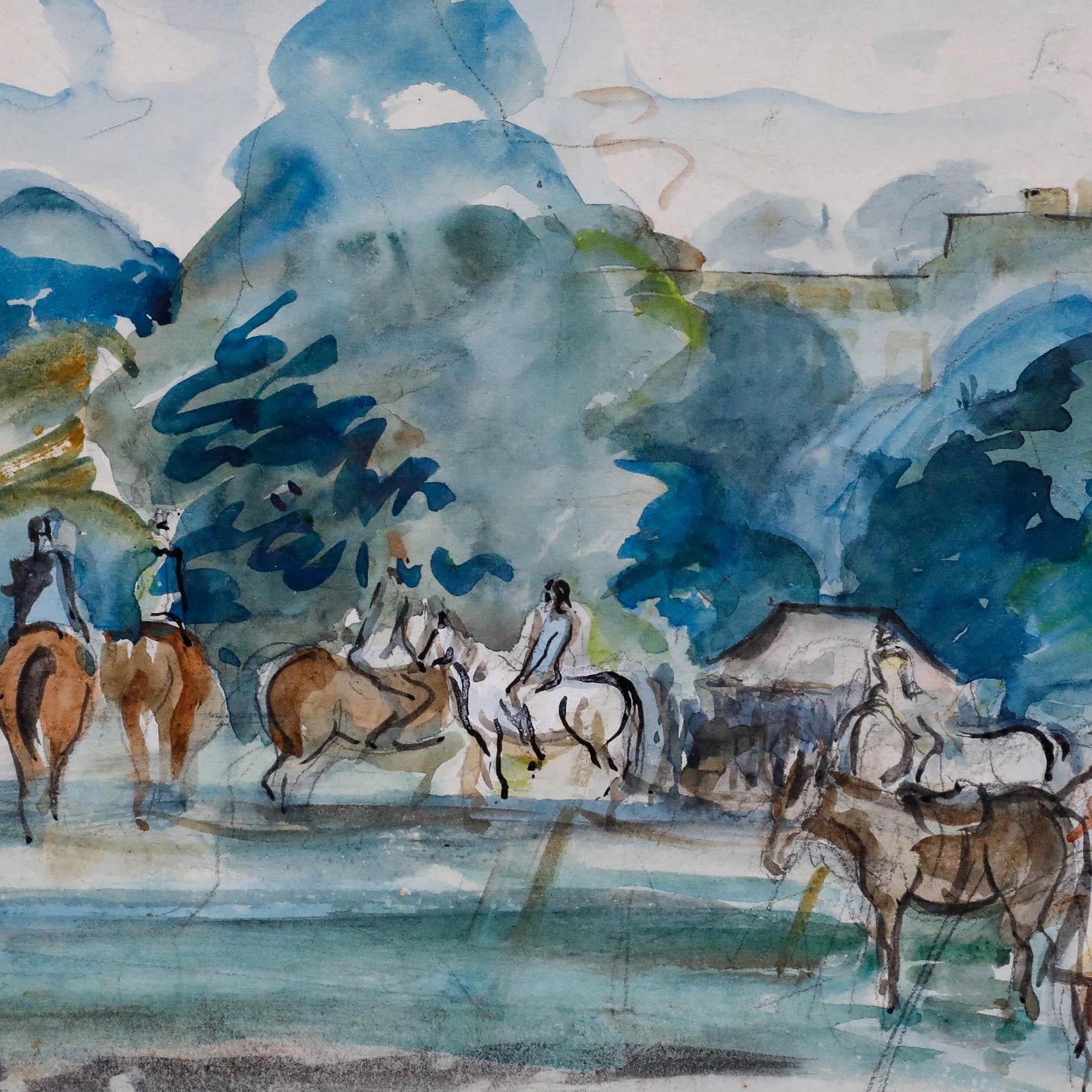 Reginald Wilkinson 1946 Watercolour, Gymkhana At Somerley Park photo 195.0