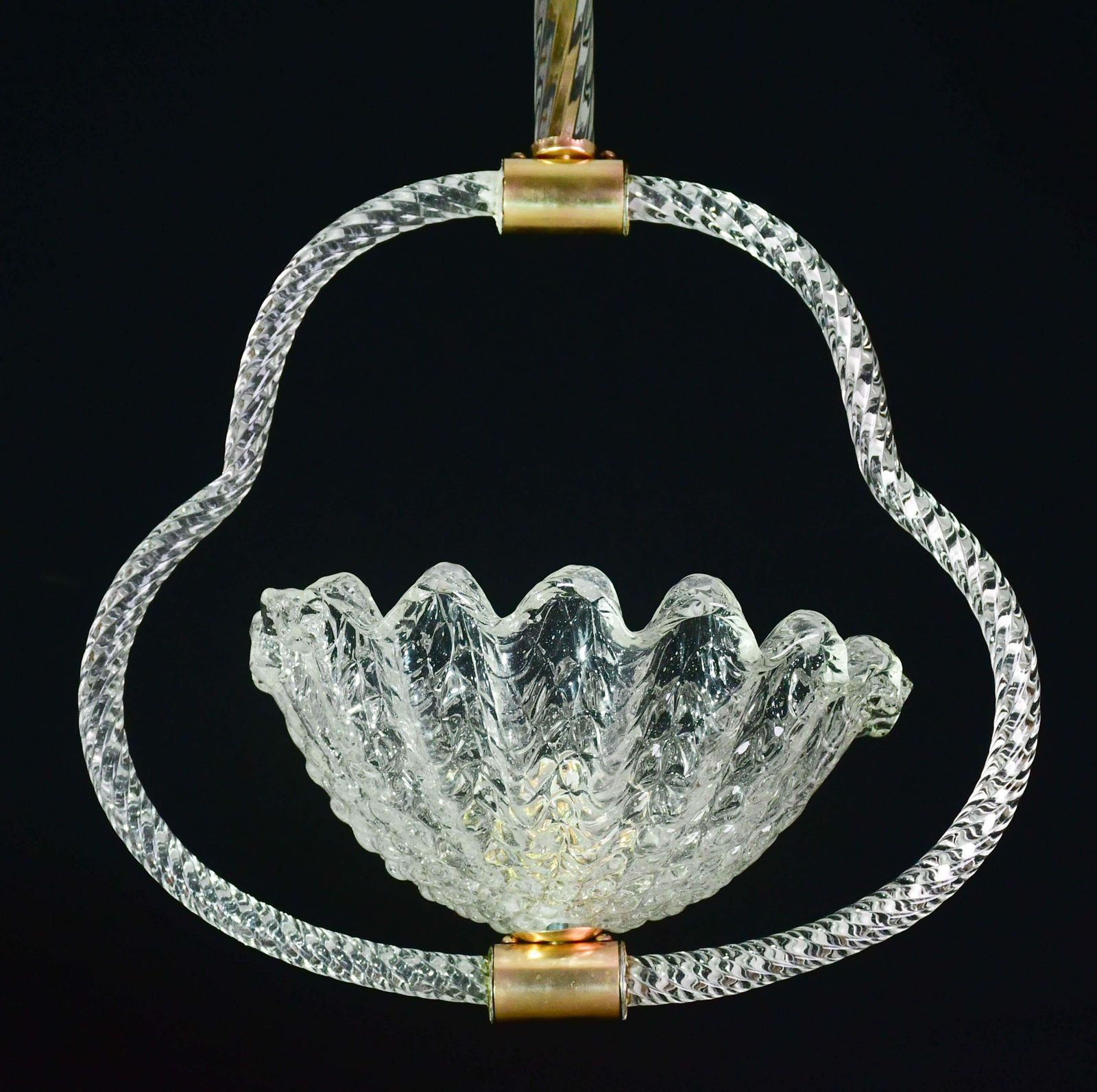 Charming Art Decò Barovier & Toso Pendant Light Chandelier Murano Glass, 1950s photo Lighting