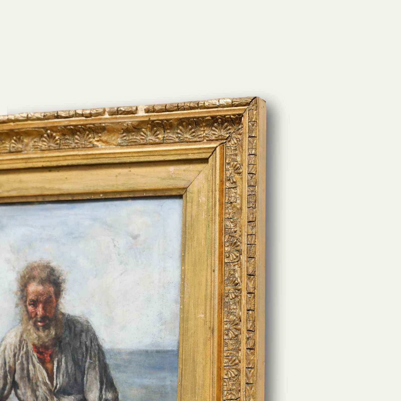 A. Parilla  Early 20th Century Oil, The Old Fisherman photo 450.0