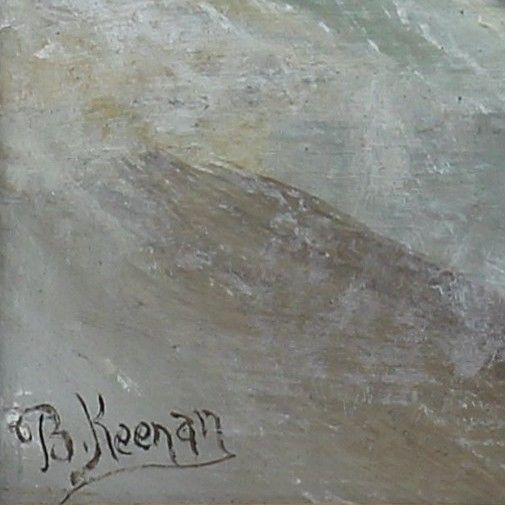 Oil On Board Behind Glass By Bernard Keenan. Ship In Distress Off Scarborough. photo for sale