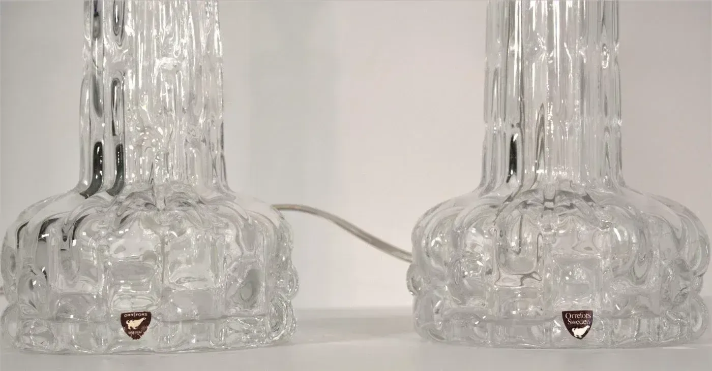 photo for sale Art Glass Table Lamps By Carl Fagerlund For Orrefors, 1950s, Set Of 2