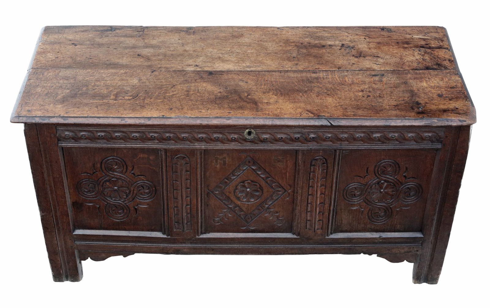 18th Century Large Carved Oak Coffer With Candle Box – Quality Marriage Chest photo furniture