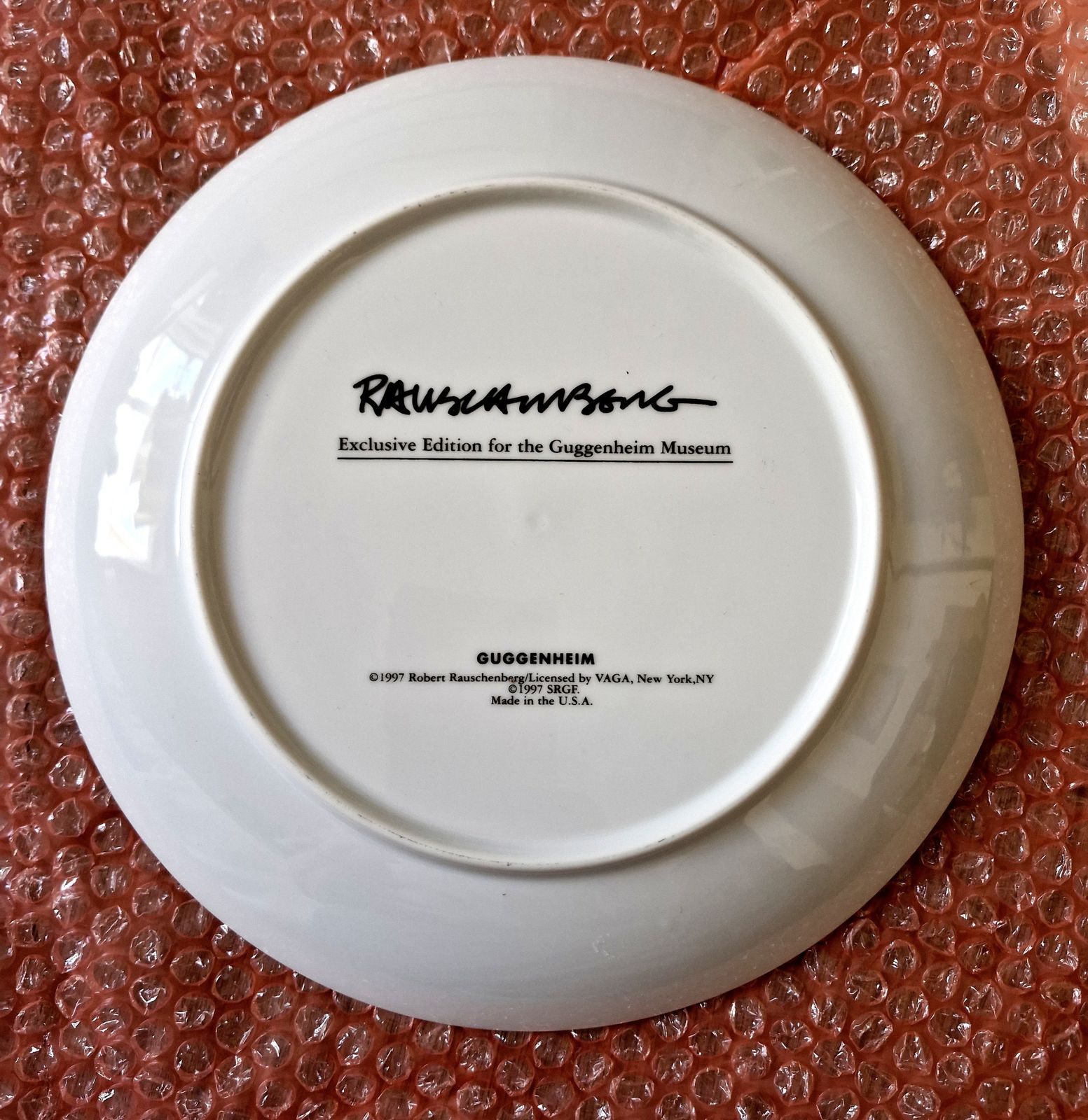 Limited Edition Set Of 6 Robert Rauschenberg Transfer Printed Porcelain Plates. photo furniture