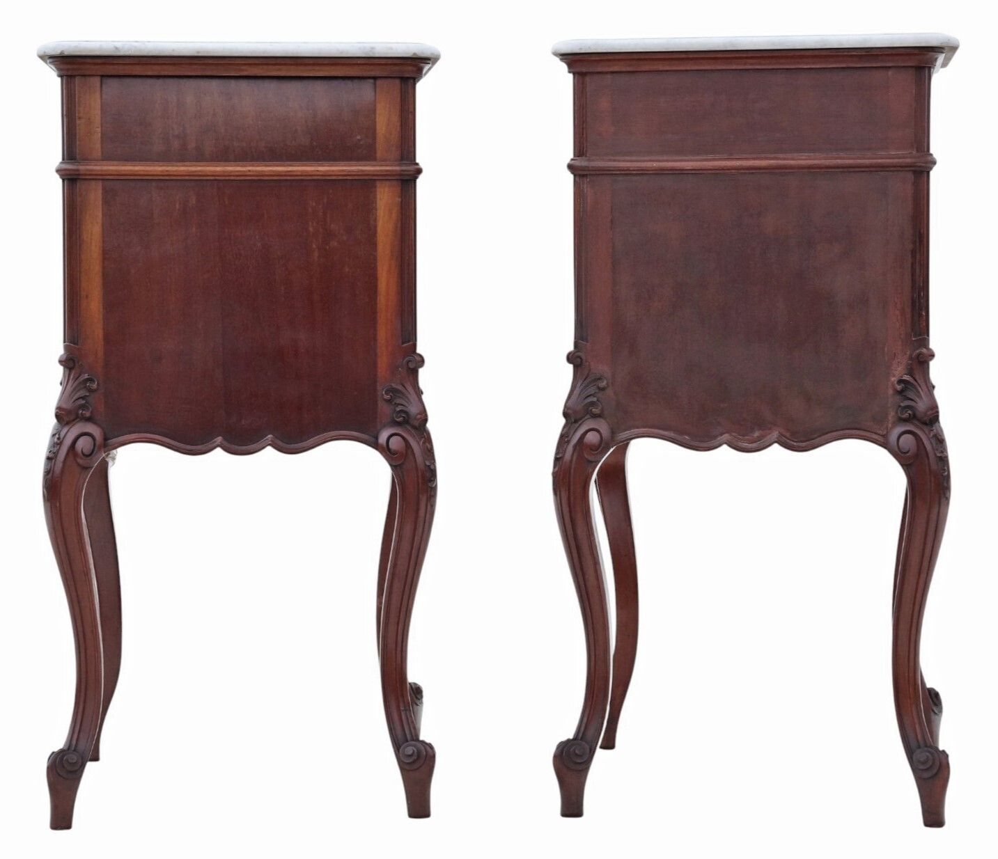 photo furniture Antique C.1920 Pair Of Marble & Mahogany Bedside Tables – Quality Nightstands
