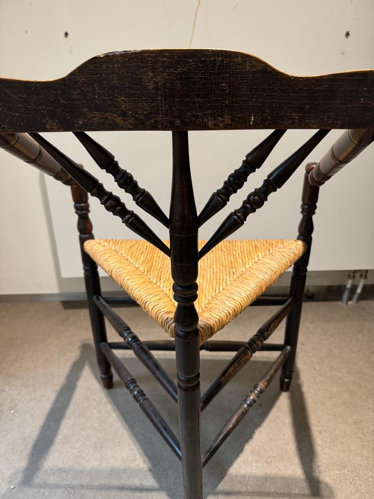 Two Rush Seat Knitting Armchair In An Antique Edwardian Style Triangular Corner Chair, 1900s
