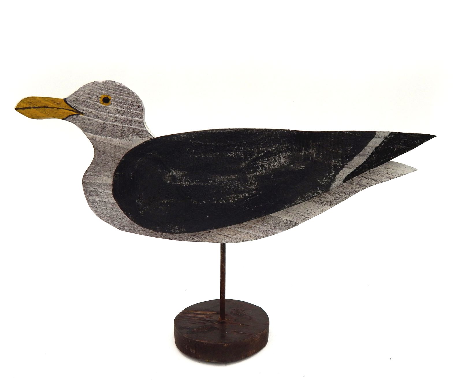 Folk Art Seagull Decoy Sculpture – Reclaimed Wood Coastal Decor, Naive Style   Full Sized