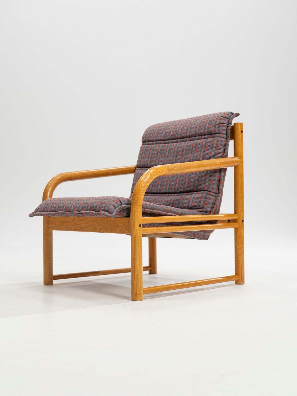 Scandinavian Style Beech Armchair, Italy, 1970s photo vintage