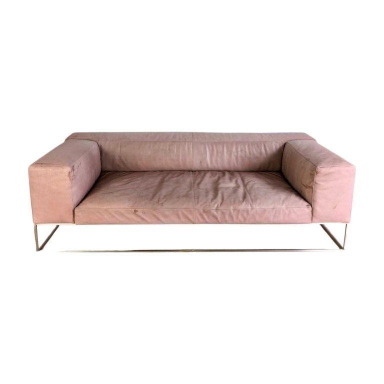 Original Living Divani Ile Cube Leather Sofa Couch Two Seater Design