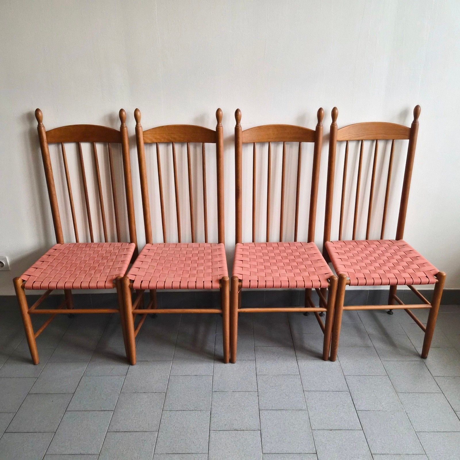 Vintage 1980s "Root" Suite Of 4 Chairs For Rock Wood And Heter 80s Retro photo furniture