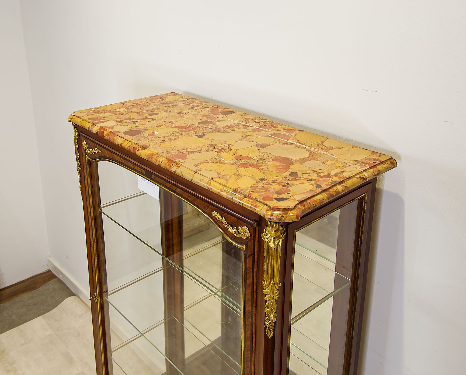 Antique French Kingwood Vitrine By G. Durand | Marble Top, Ormolu Mounts, Curved Glass Display Cabinet C.1900 (Belle époque) photo furniture