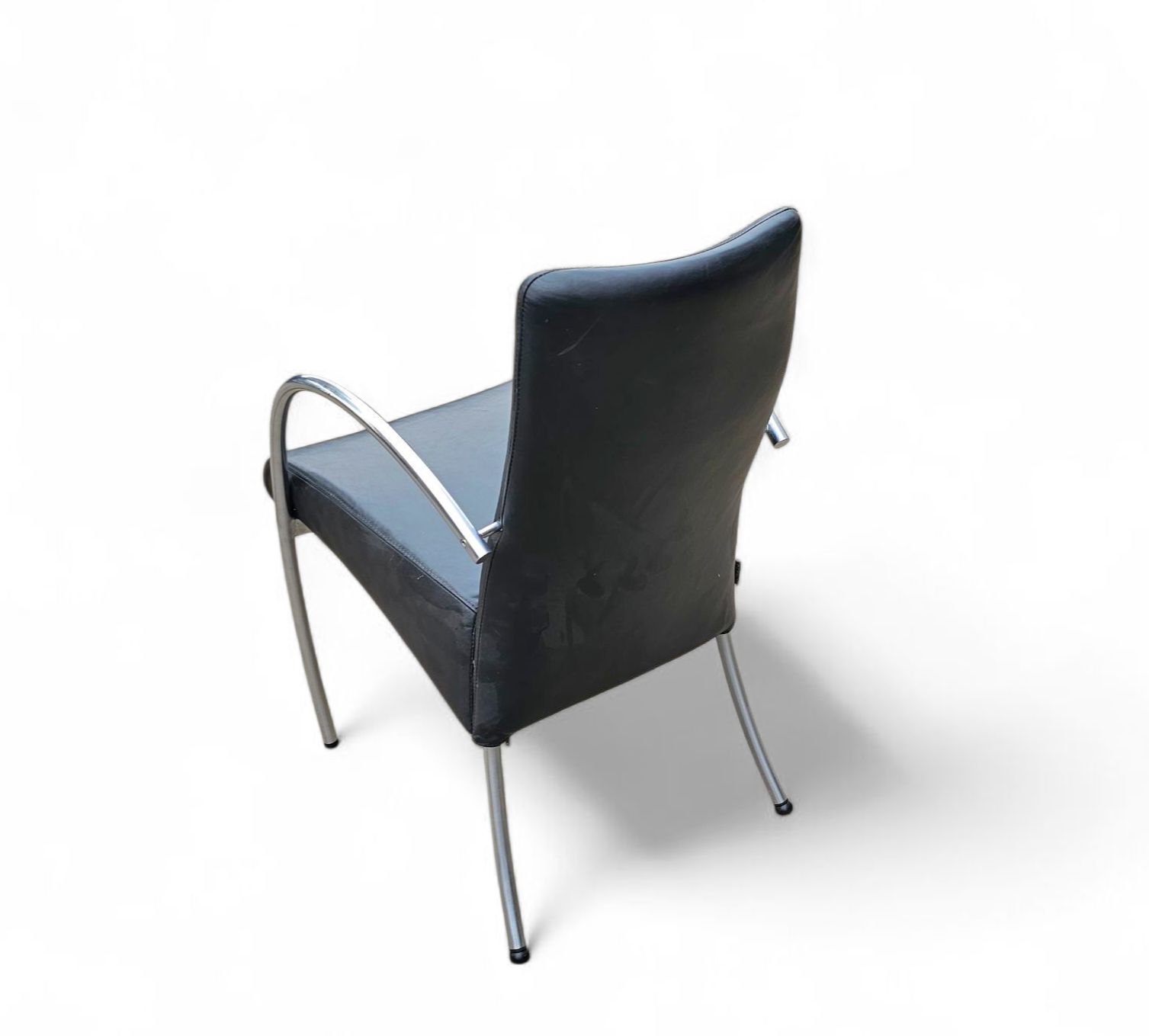 photo vinterior 6 X Rare Leather Dining Chair By Hennie De Jong / 1990s