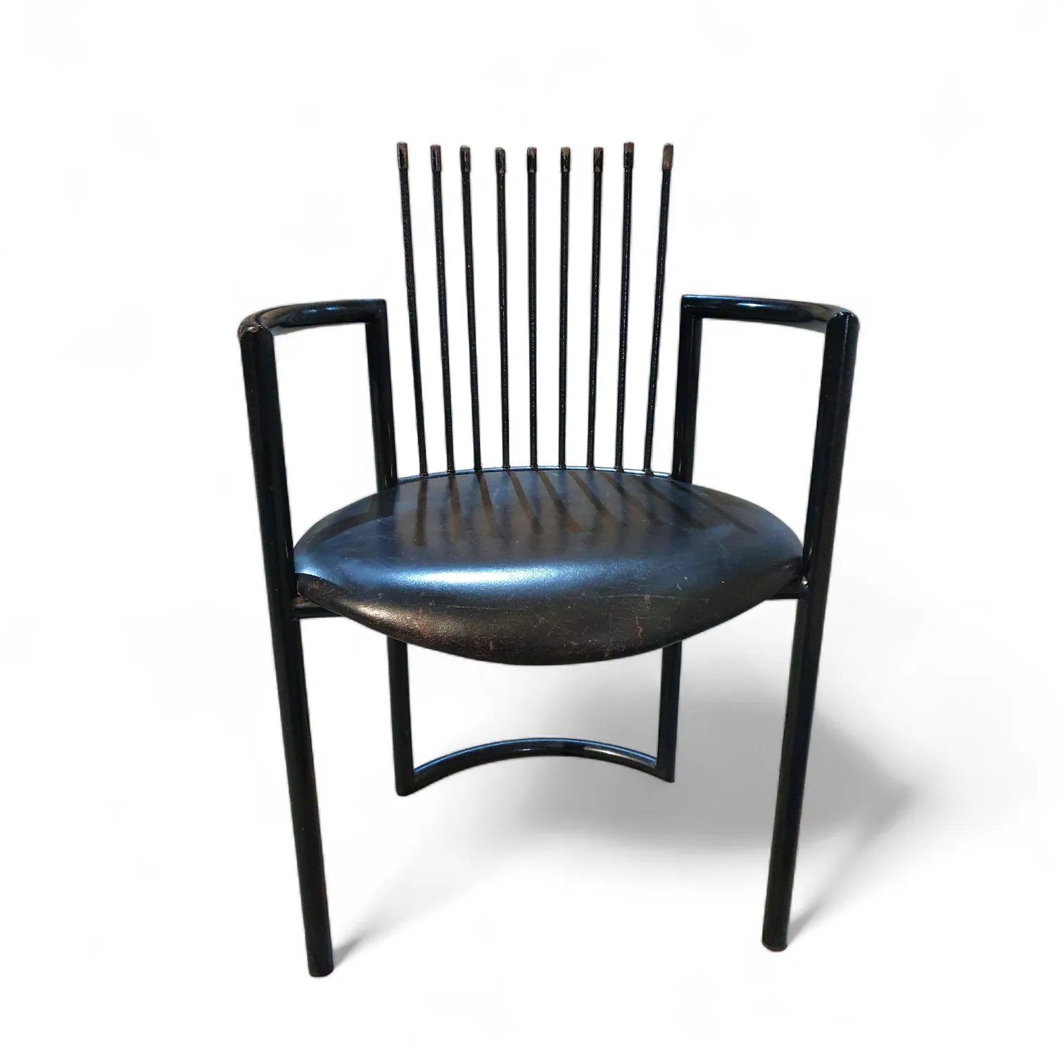 Avant Garde Chair / Leather Seat / Back Rest   Long Springs / Italy 1980s photo Furniture