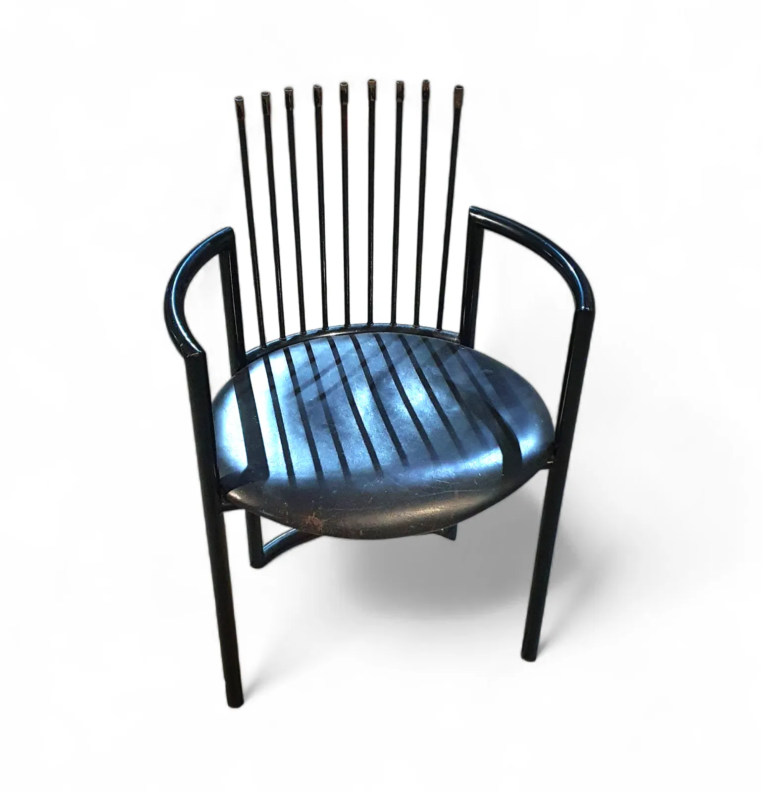 Avant Garde Chair / Leather Seat / Back Rest   Long Springs / Italy 1980s photo buy