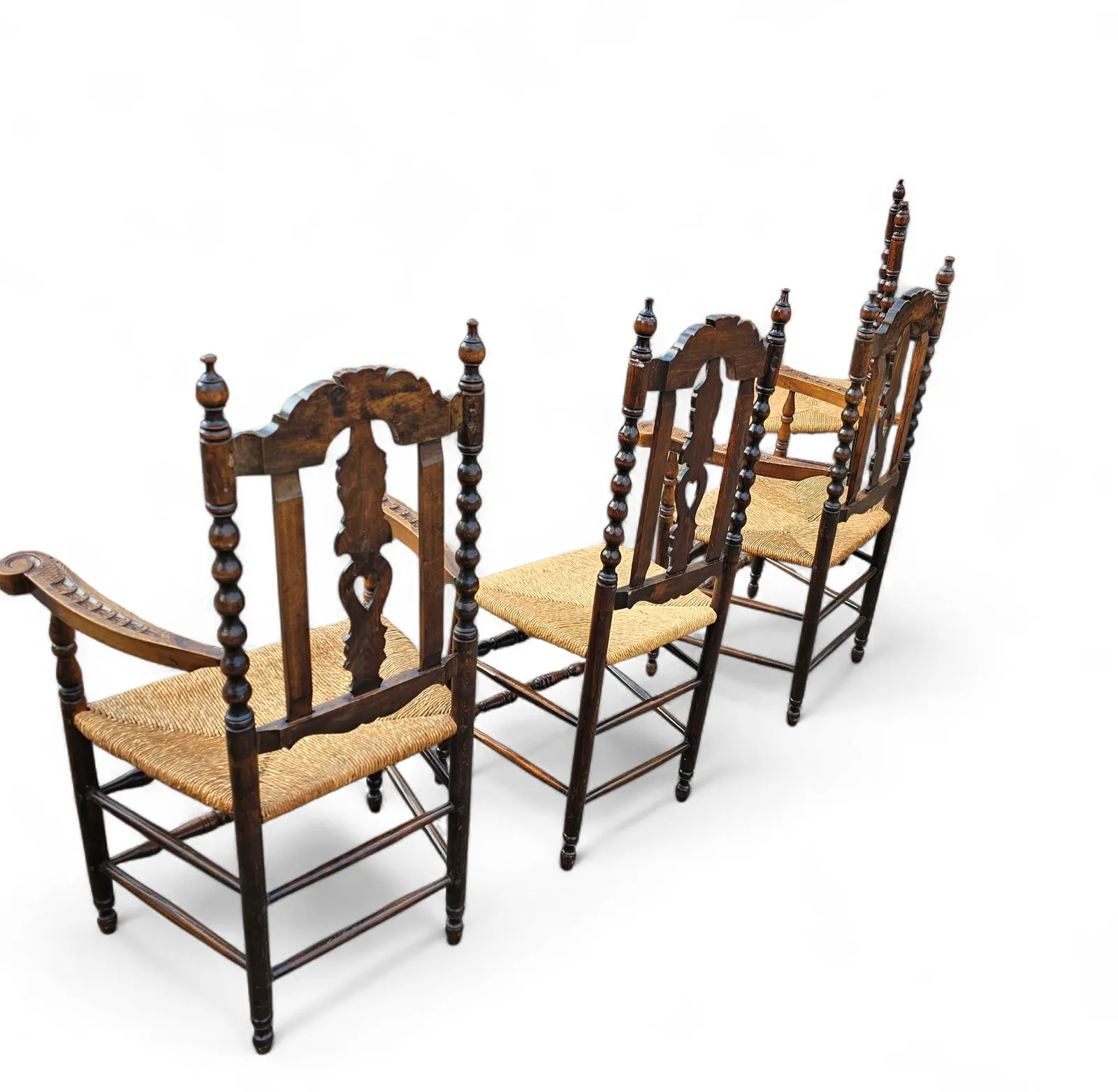 8 ( 2 X Armrest ) X Ornate Wood / Bobbin / Wicker Dining Chair / Studded Chairs photo buy
