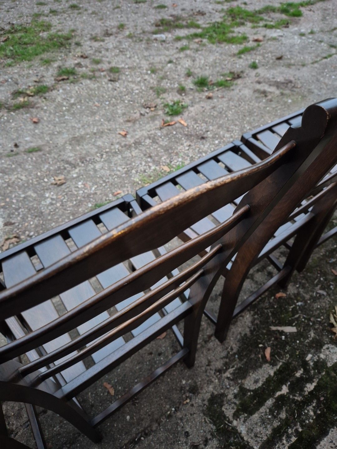 photo for sale Set Of 4 1970s Ercol 715 Ladderback Dining Chairs Dark Finish, No Cushions.