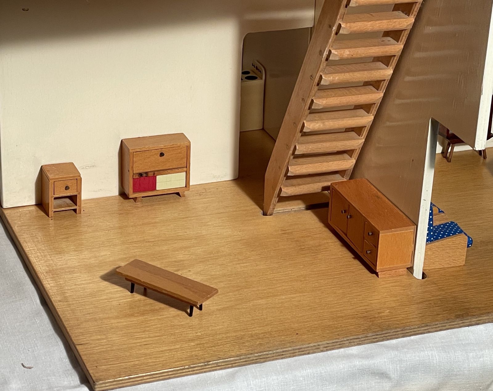 295.0 Mid Century Galt Dolls House (Roger Limerick) With Furnishings photo