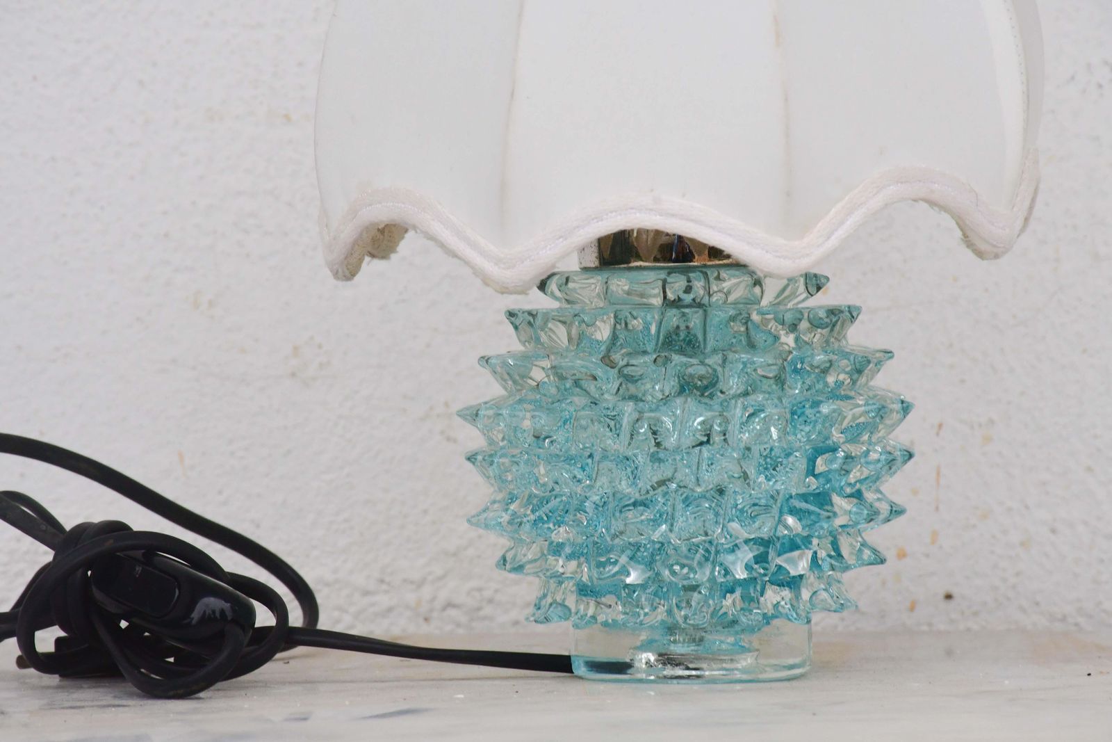 Rare Blu Table Lamp In Rostrato Murano Glass Vase For Barovier & Toso, 1950s photo buy