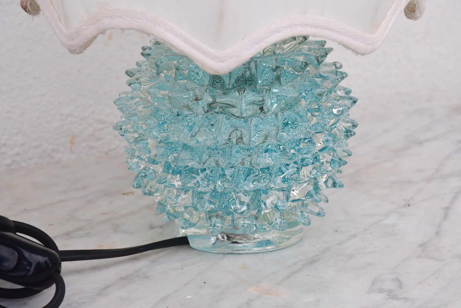 Rare Blu Table Lamp In Rostrato Murano Glass Vase For Barovier & Toso, 1950s photo vintage