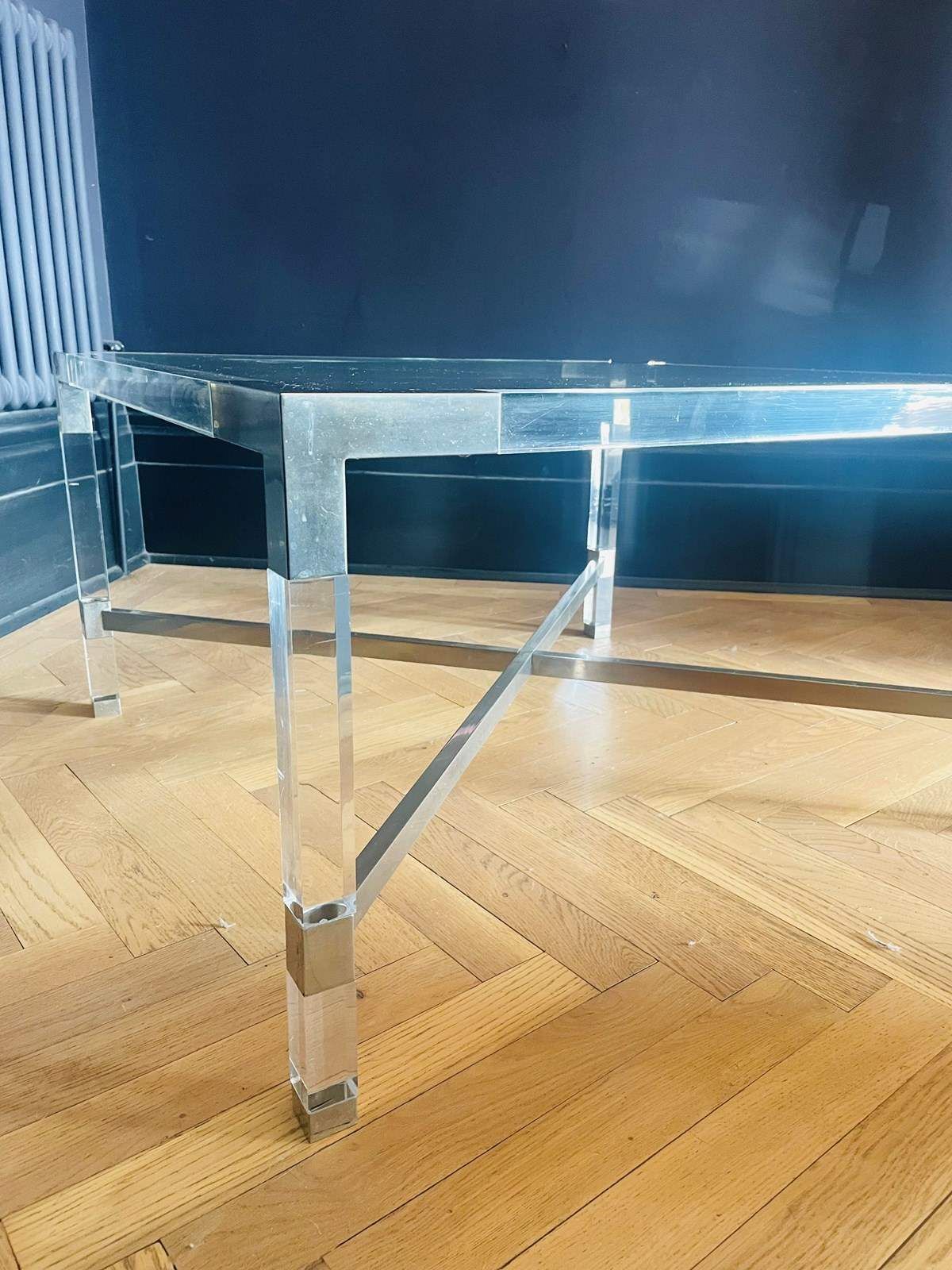 1 Of 2 Chrome & Lucite Coffee Tables photo Furniture
