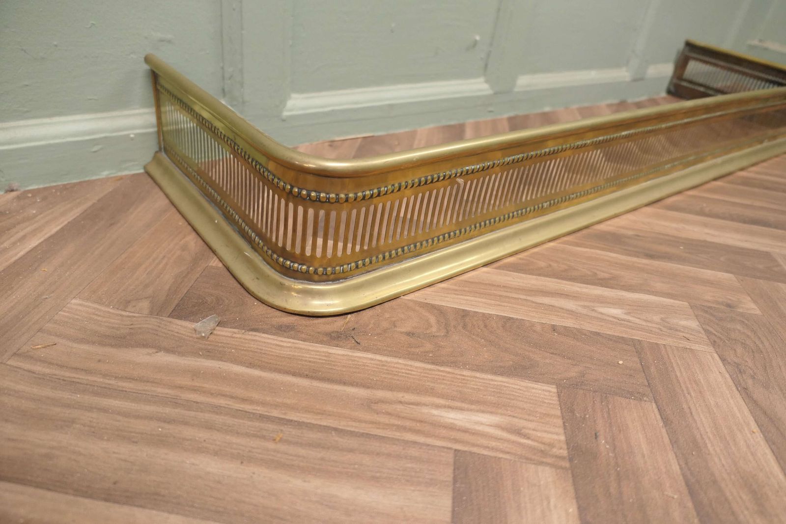Long 19th Century Pierced Brass Fender photo Home Fixtures