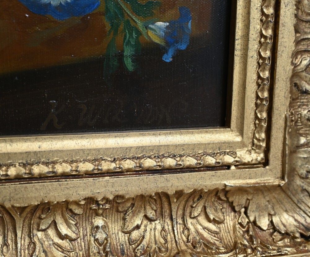 Victorian Oil Painting Flower Arrangement Floral Spray Gilt Frame photo for sale