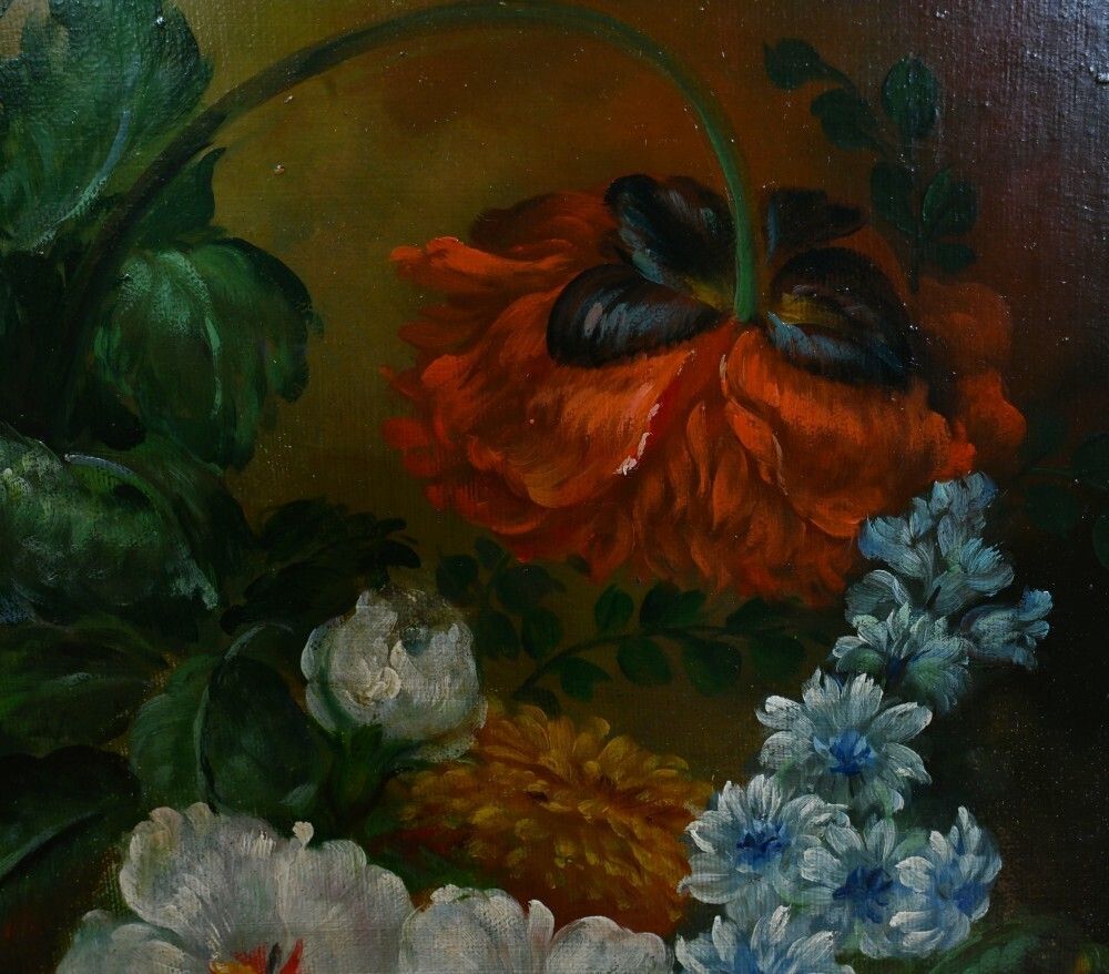 Art Victorian Oil Painting Flower Arrangement Floral Spray Gilt Frame photo