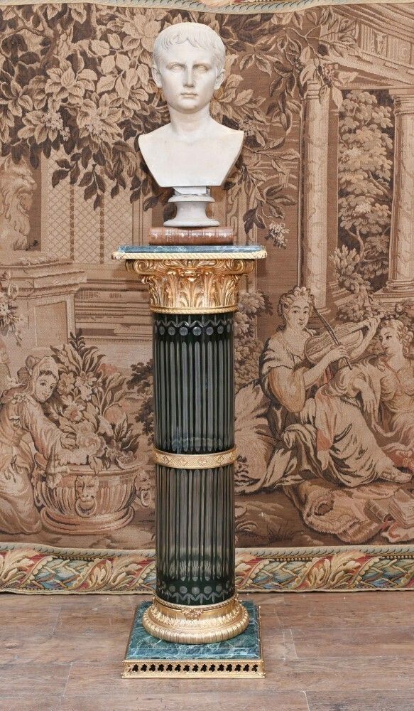Empire Glass Pedestal Stand Corinthian Column Table photo furniture