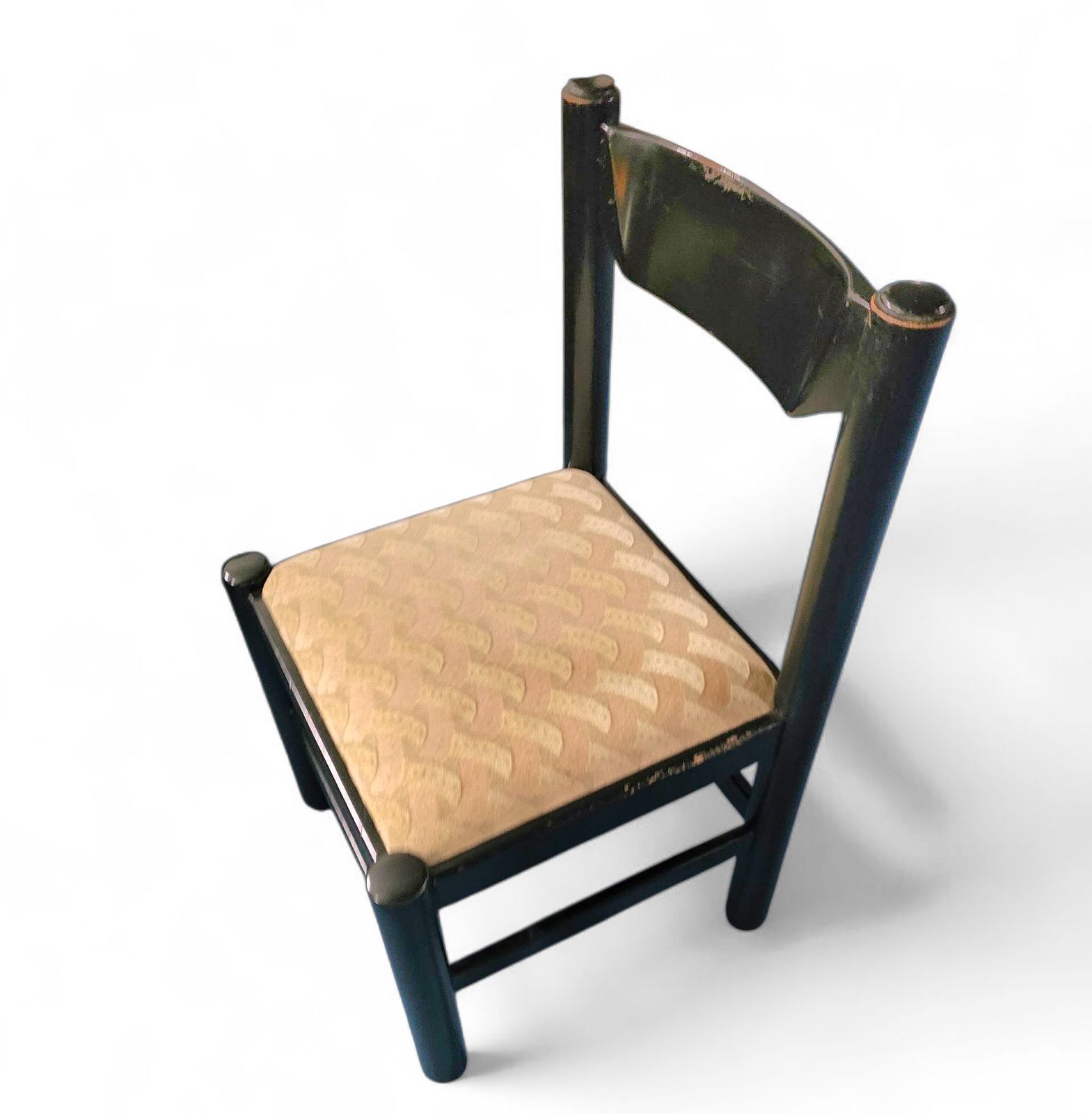 Rare Dining Set / Vico Magistretti / Italy / 1970s / Solid Black Painted Wood / 6 X Chair / Matching Table photo furniture