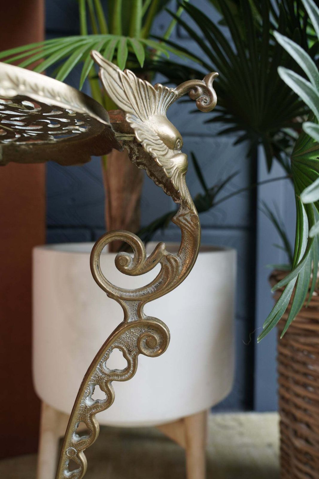 photo furniture Antique Brass Plant Stand – Ornate Victorian Style Display Stand