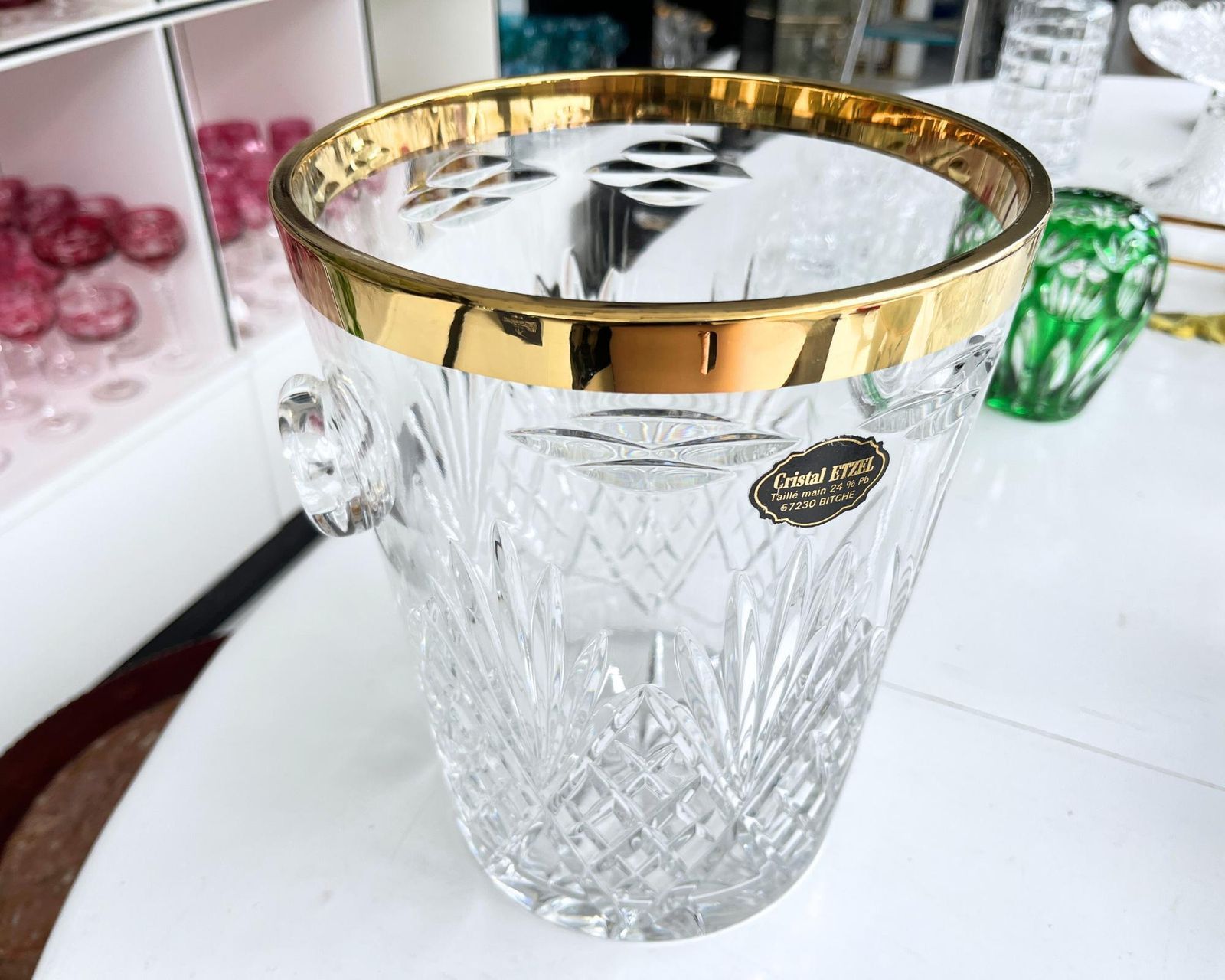 Franse Kristallen Champagnekoeler | Gouden Rand | Cristal Etzel photo 254.0