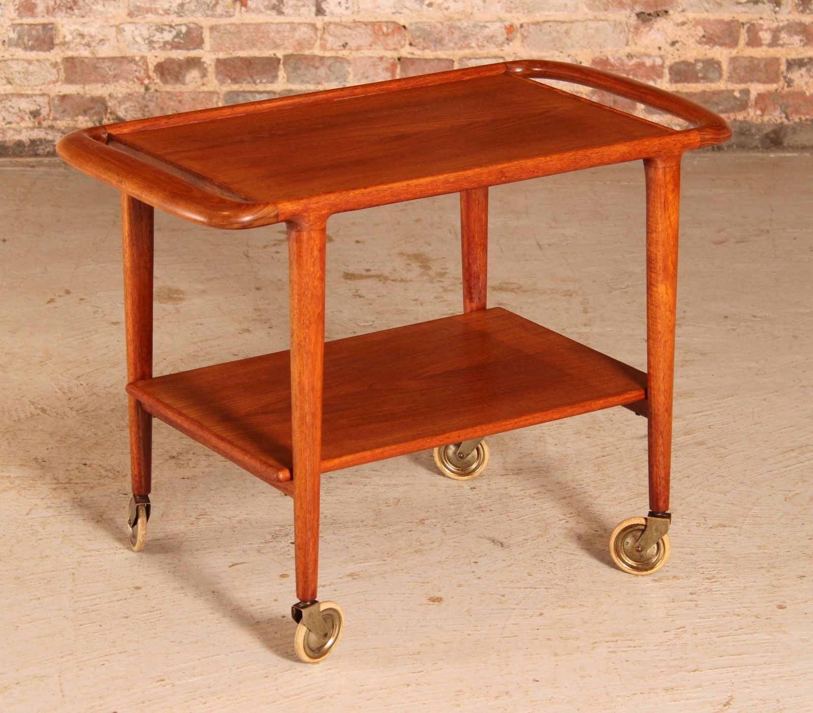 Mid Century 2 Tier Teak Serving Trolley By Niels O. Møller For J.L. Møllers, 1960s photo furniture