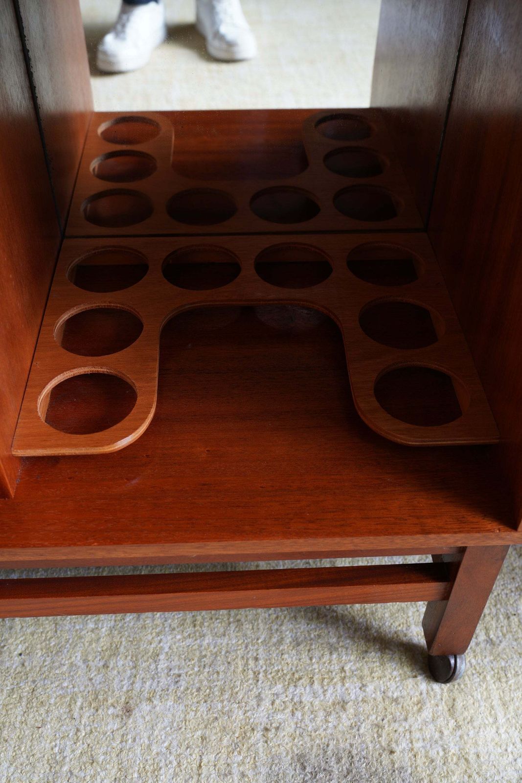 Mid Century Teak Drinks Cabinet On Castors photo vintage