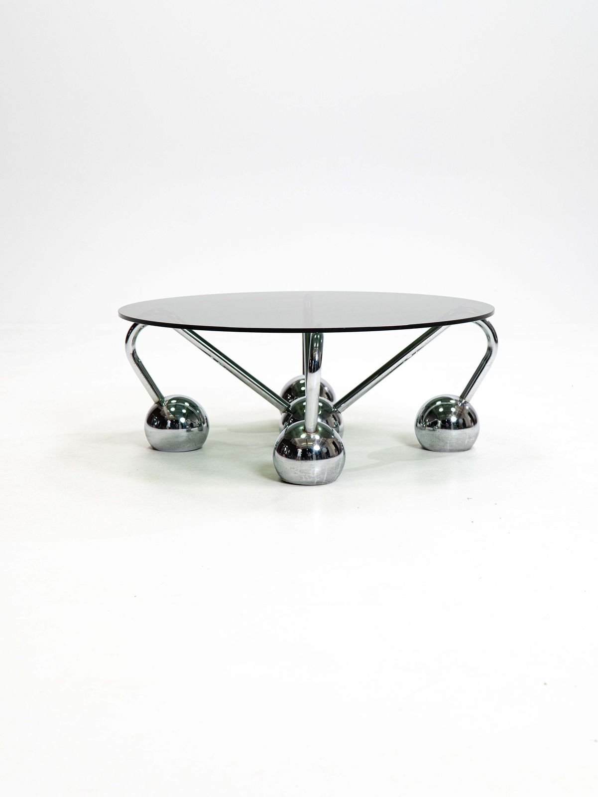 Sputnik Coffee Table In Chromed Metal And Smoked Glass,1970s,Italy photo Furniture