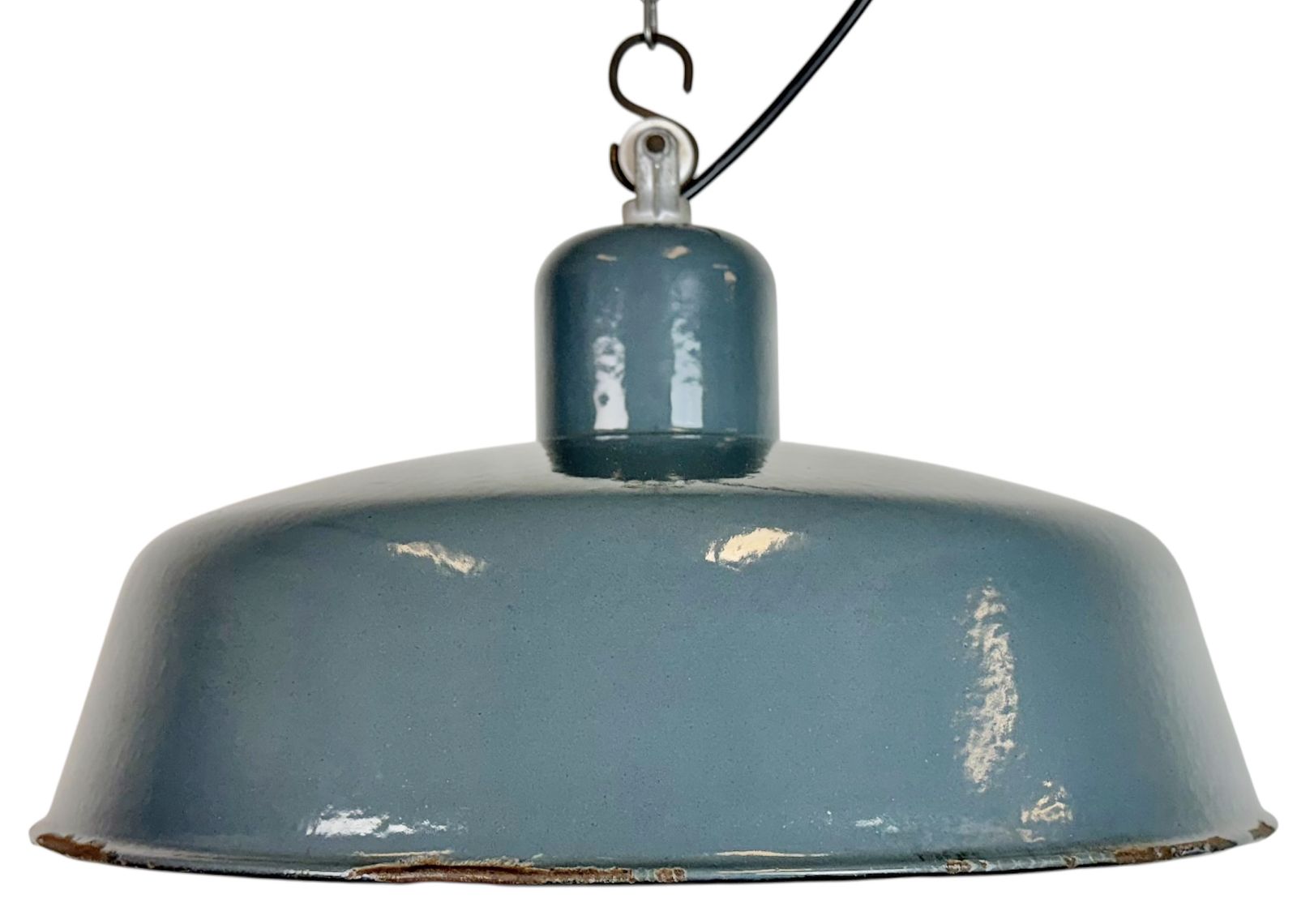 Industrial Grey Enamel Pendant Lamp From Siemens, 1930s
