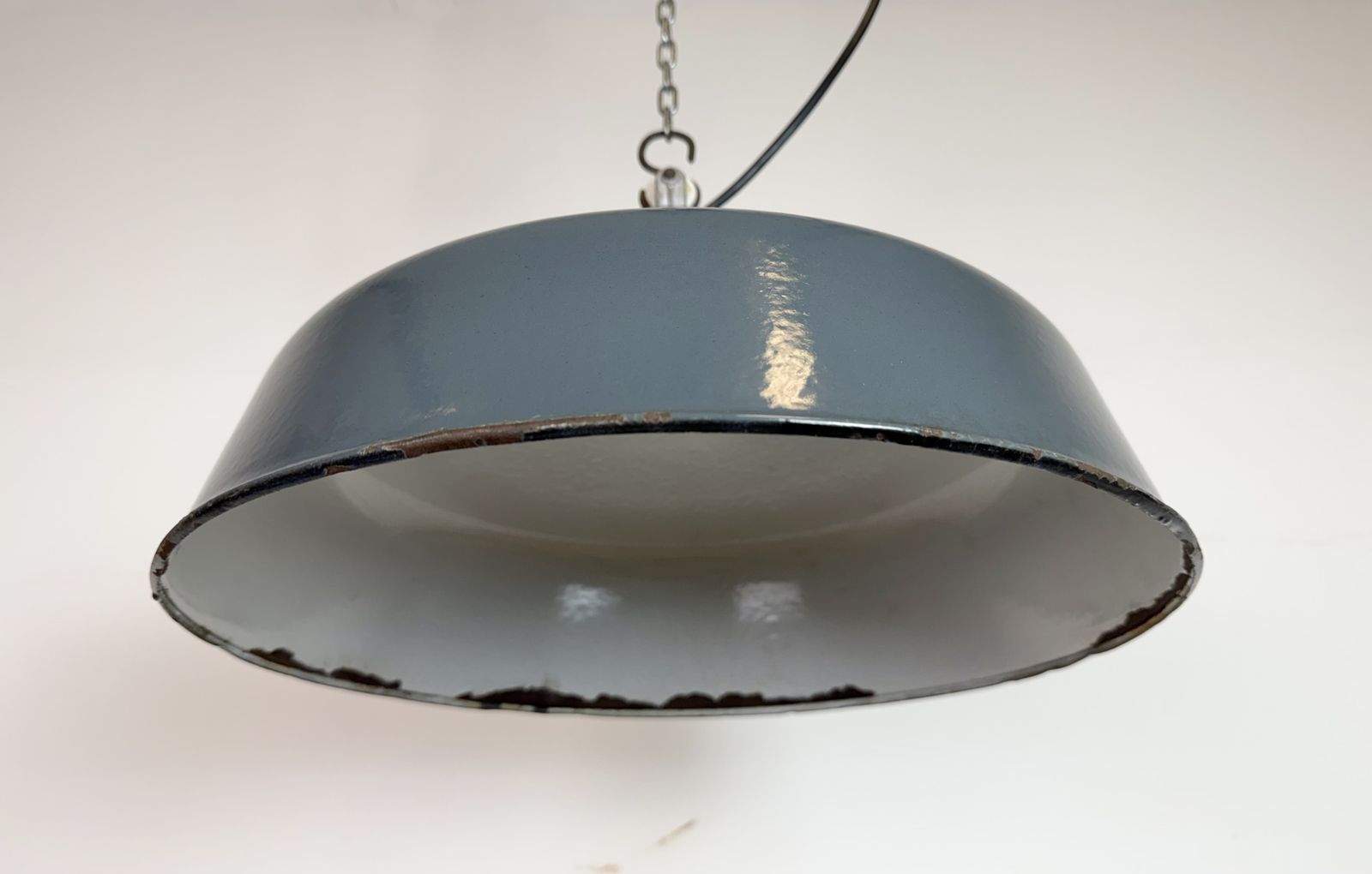 photo vintage Industrial Grey Enamel Pendant Lamp From Siemens, 1930s