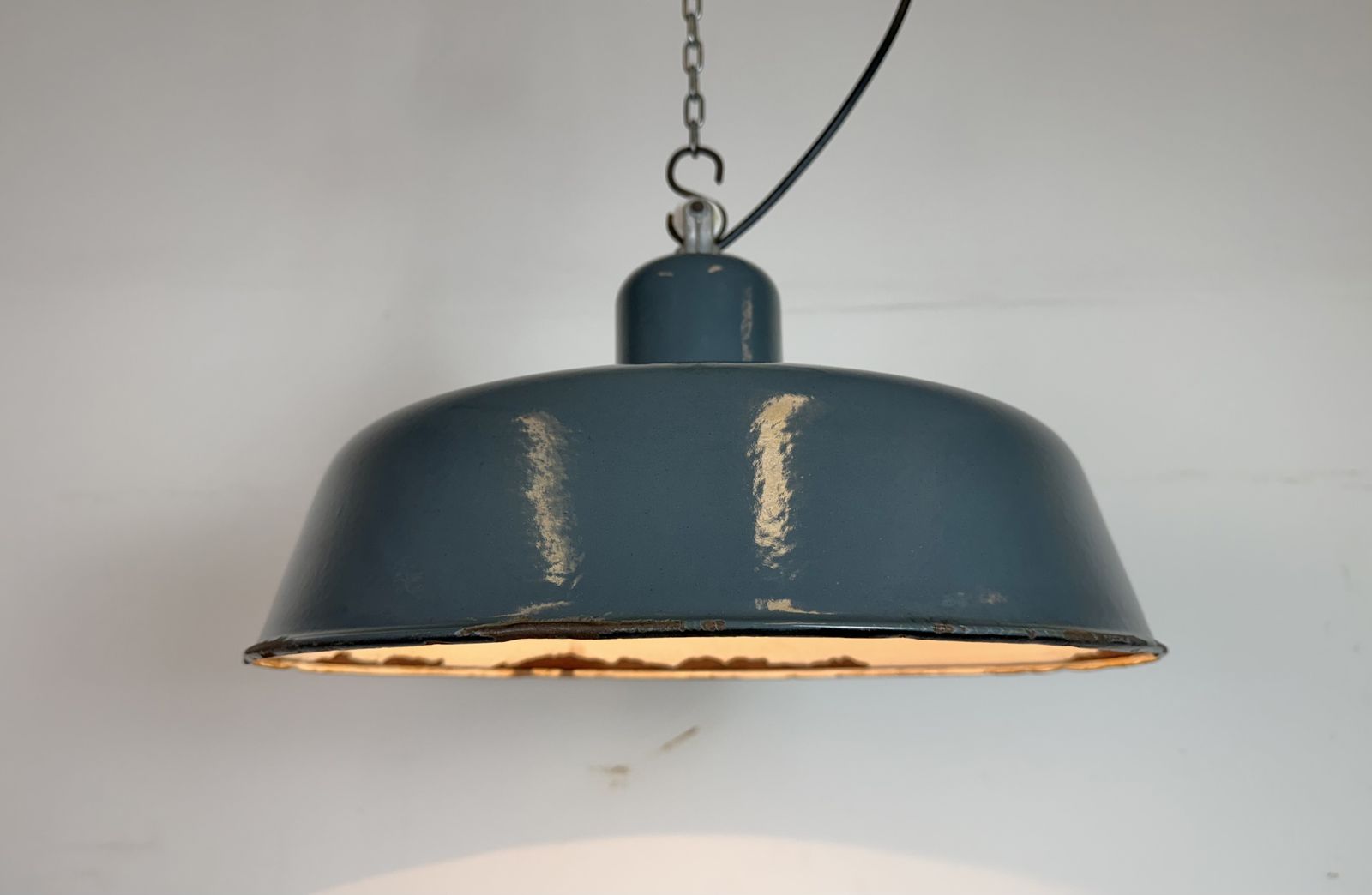 photo buy Industrial Grey Enamel Pendant Lamp From Siemens, 1930s