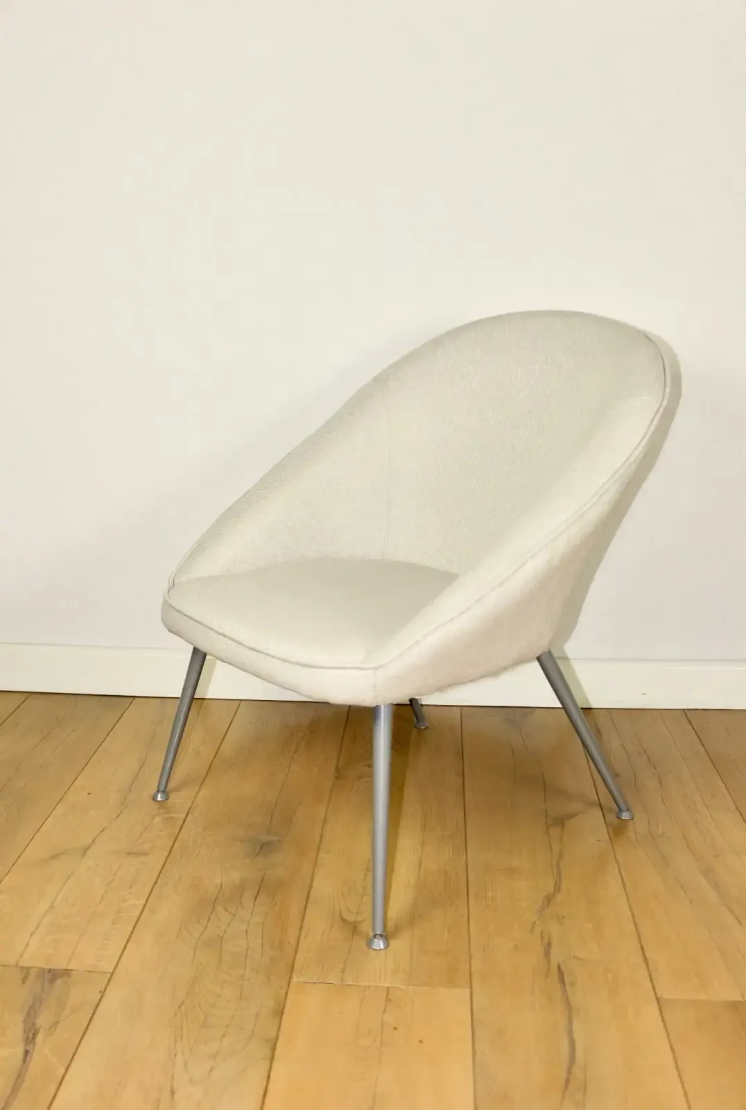 Ivory Beige Shell Armchair From The 1970s On Gray Metal Legs   Beautiful photo vintage