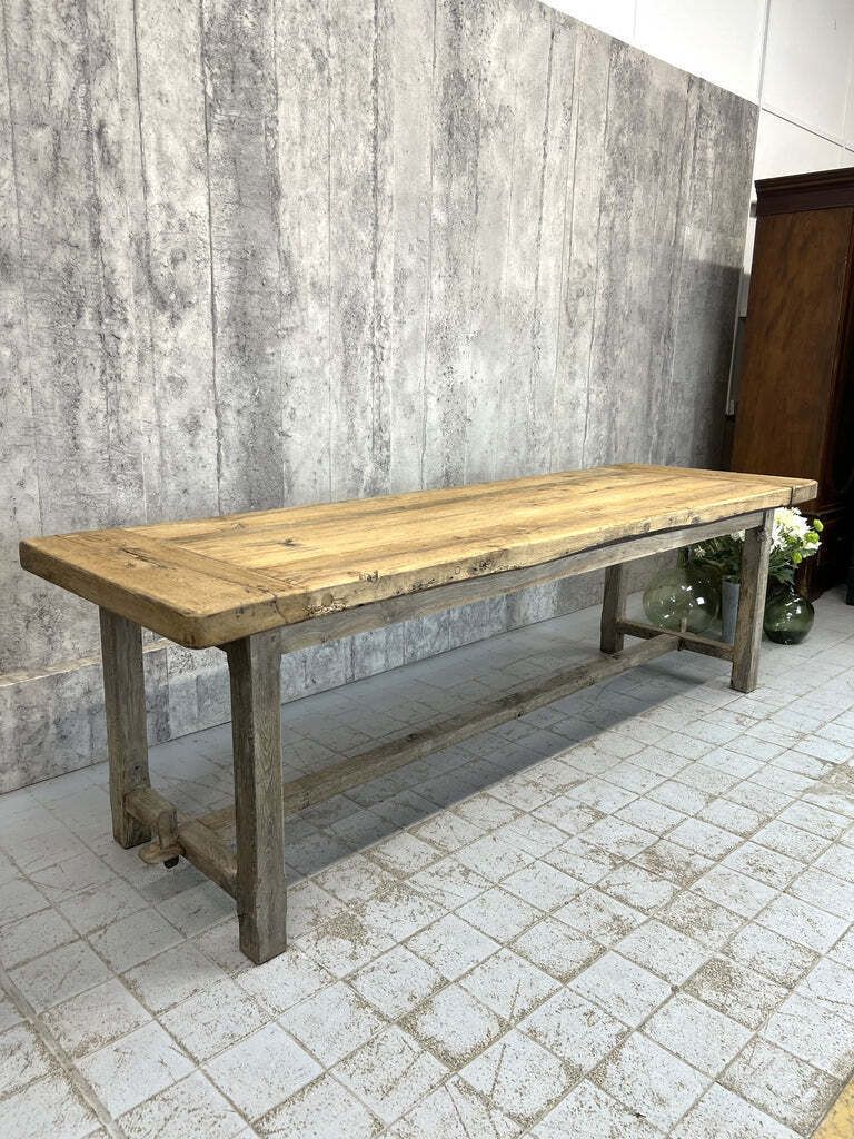 248cm Rustic Oak Dining Refectory Table photo vintage