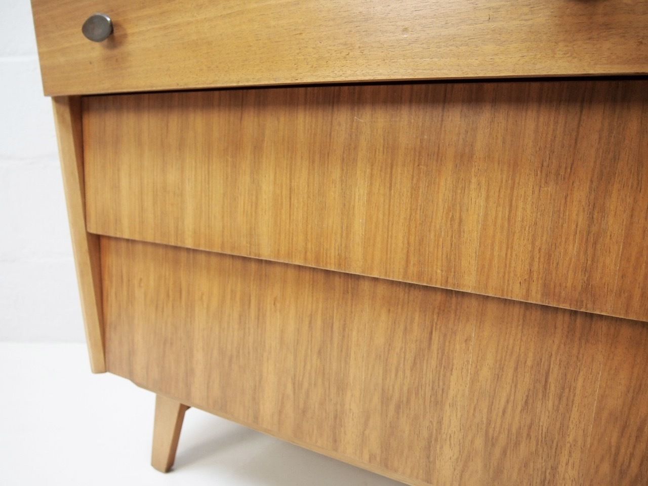 Rare English Oak Three Drawer Chest On Splayed Legs. photo buy