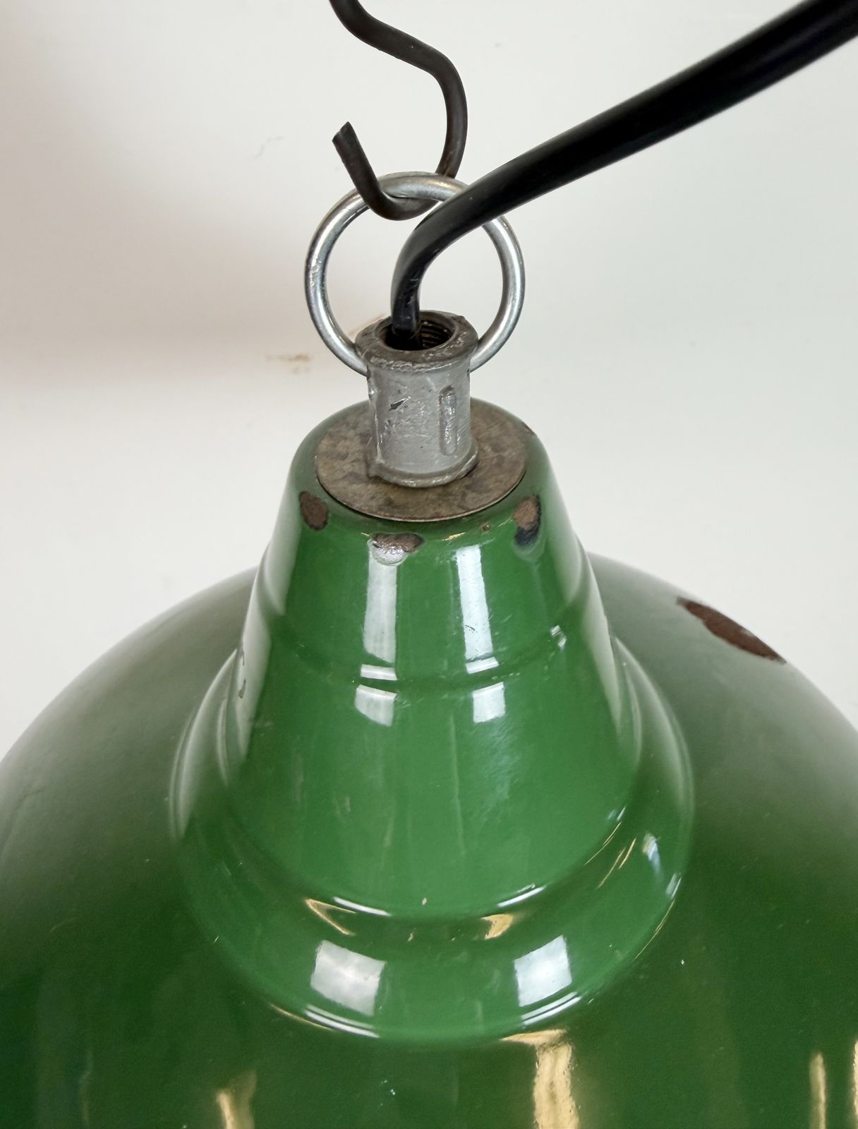 Industrial British Green Enamel Factory Pendant Lamp, 1960s photo Lighting