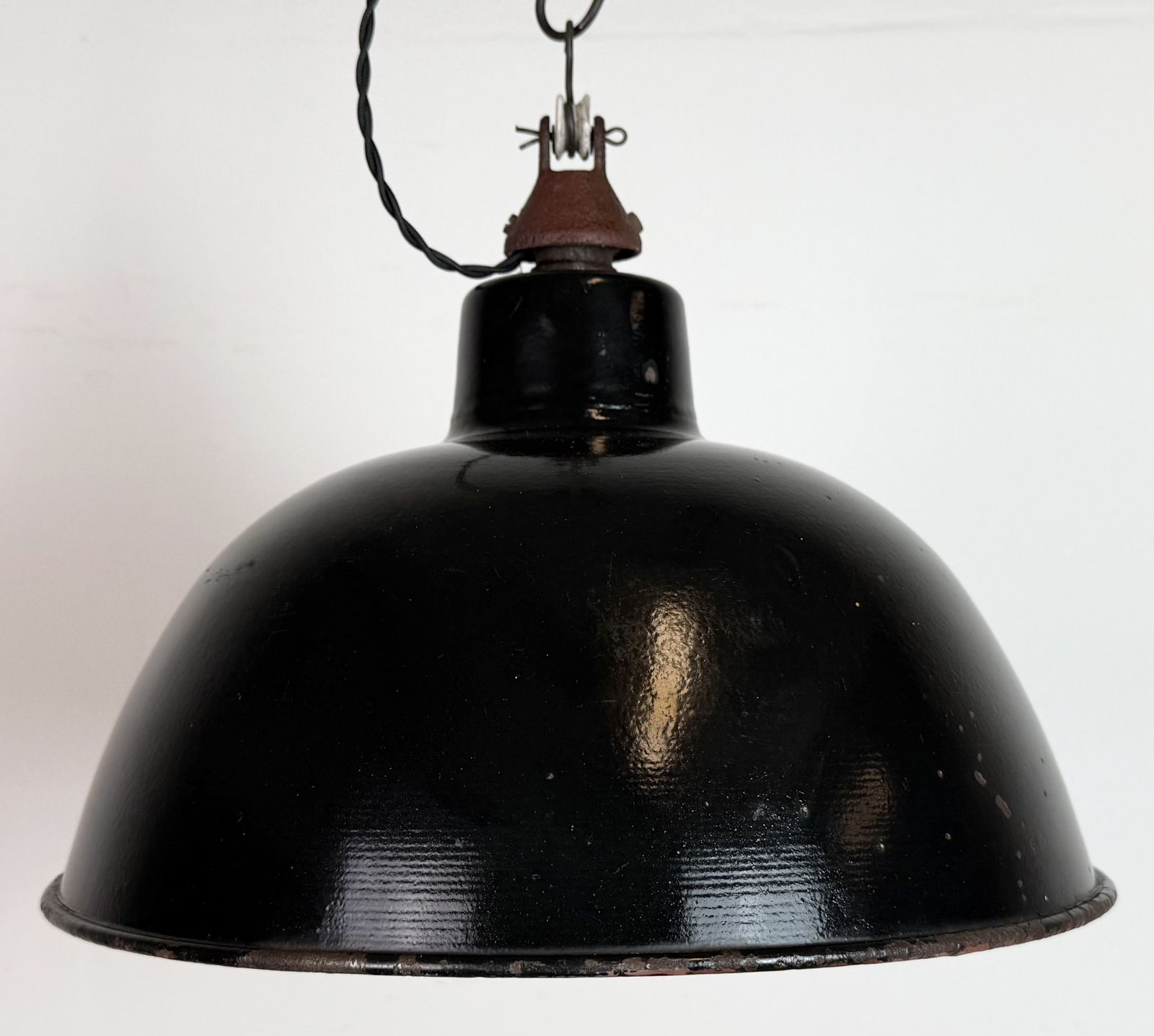 photo for sale East German Black Enamel Factory Light By Lbd Veb Leuchtenbau Dresden, 1950s