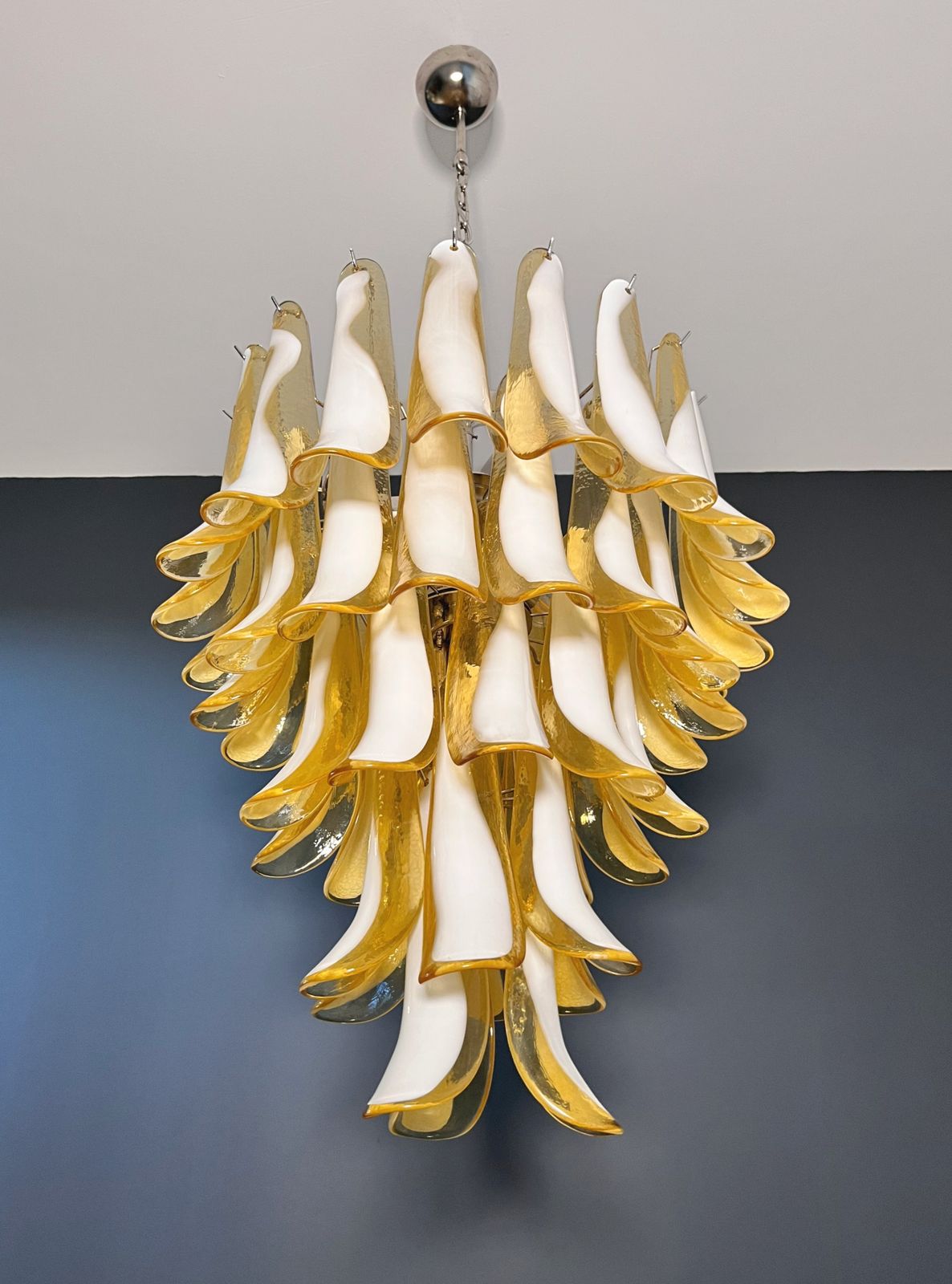 Italian Vintage Murano Chandelier   52 Caramel Glass Petals photo for sale