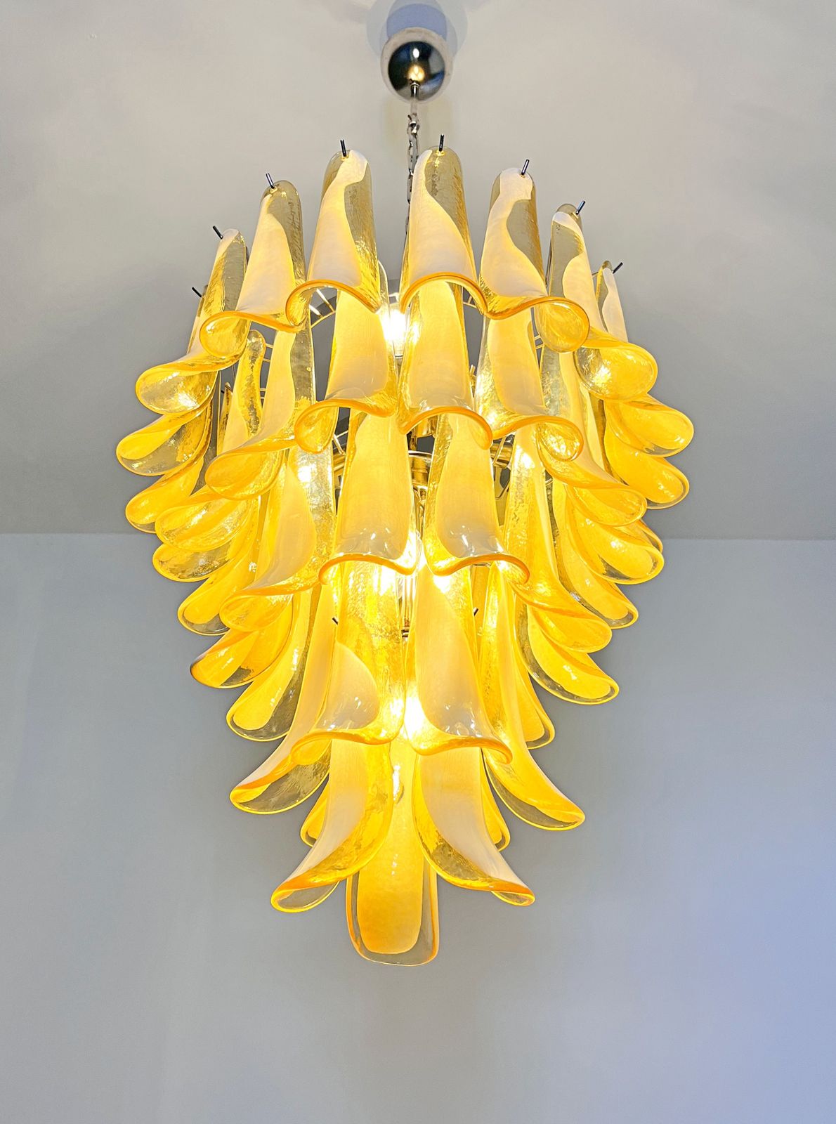 Lighting Italian Vintage Murano Chandelier   52 Caramel Glass Petals photo