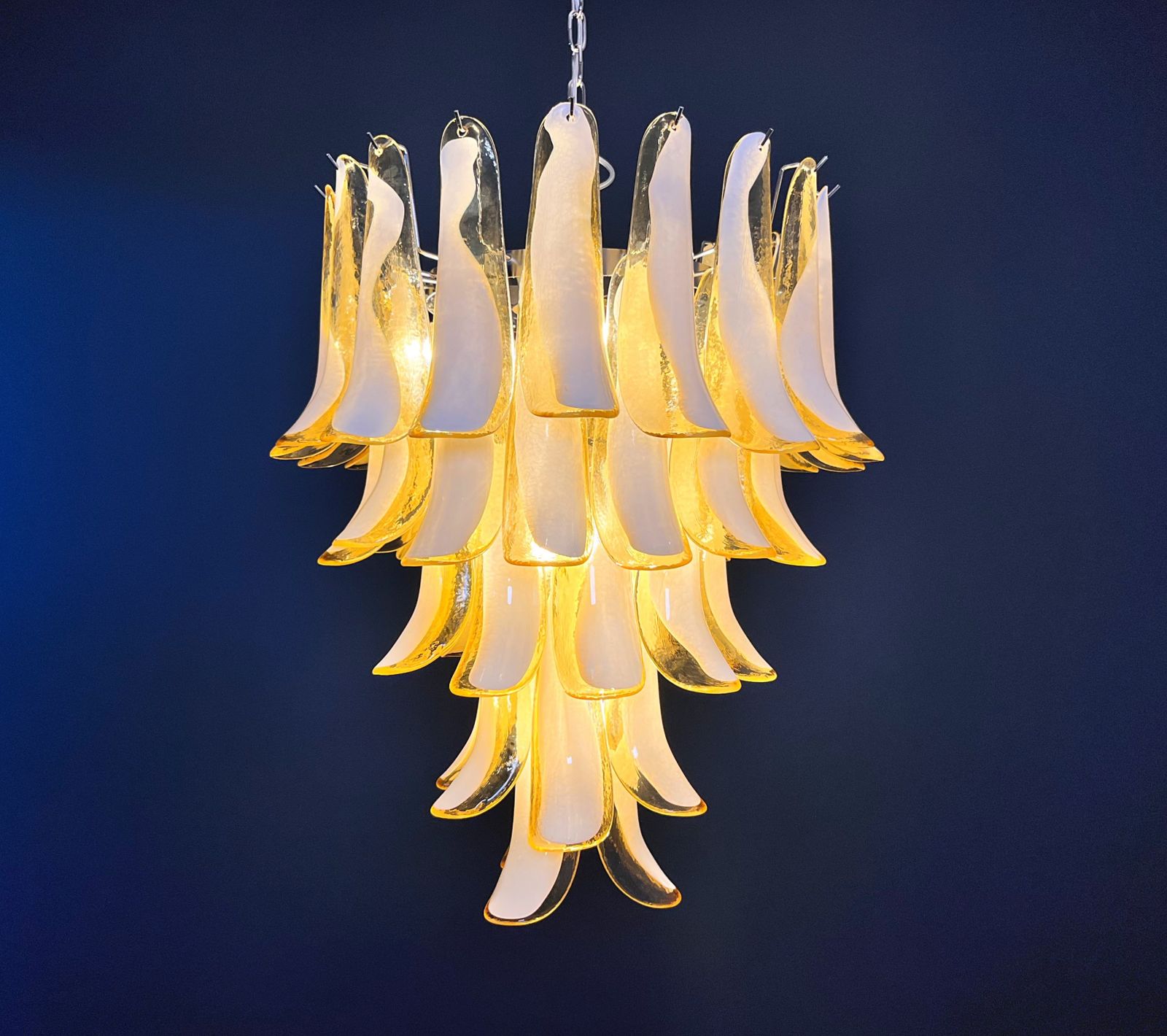 1380.0 Italian Vintage Murano Chandelier   52 Caramel Glass Petals photo
